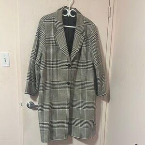 Classic Black and White Plaid Women's Coat